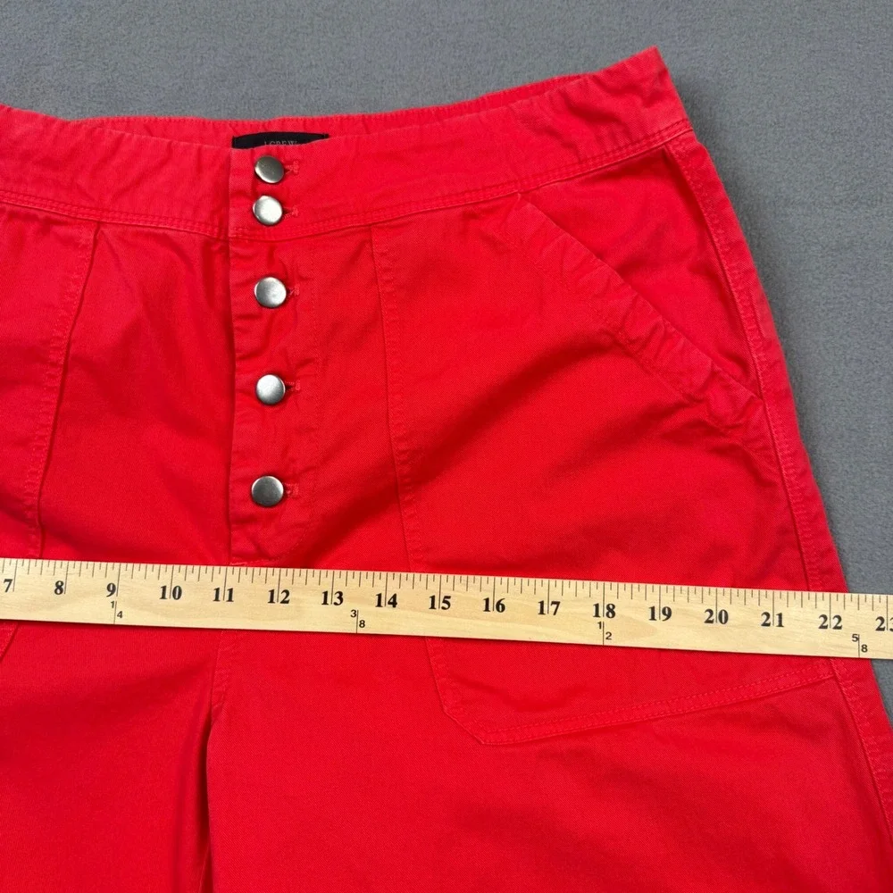 J.Crew Wide Leg Crop Ankle Pants Button Fly Cotton Twill Coastal Nautical Red 8